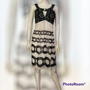 Sangria Monochrome Halter Atomic Mod Babydoll High Waist Chiffon Jumper Dress